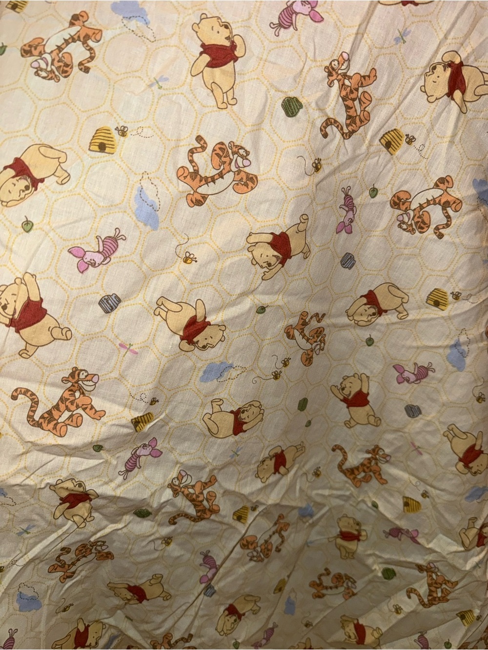 Disney Winnie the Pooh & Friends Cream Sheet with Red and Orange Accents